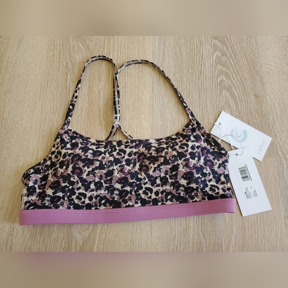 Calme by Johnny Was Endurance Cross Back Sports Bra II Animal Print Medium S $62